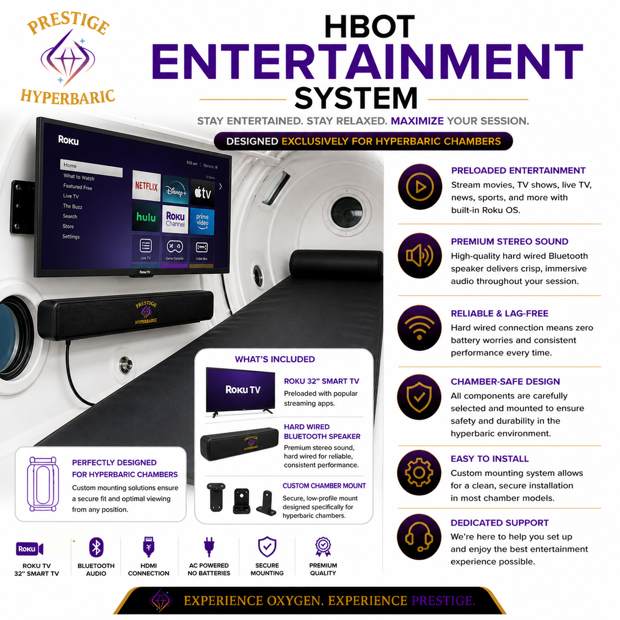 In-chamber entertainment system, audio, and recliner upgrades
