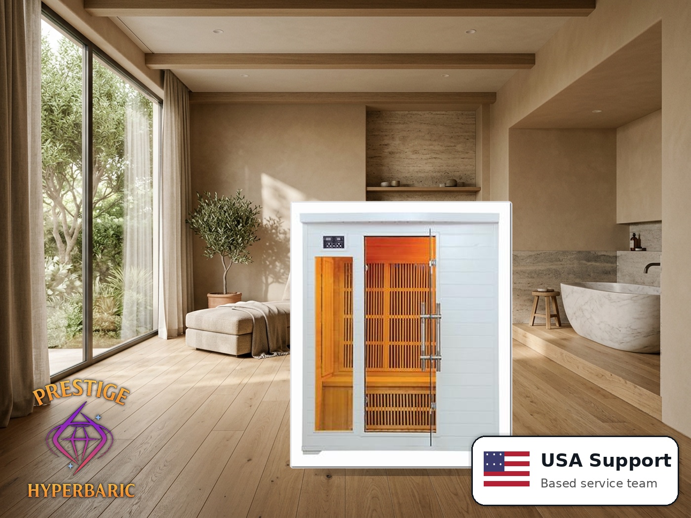Prestige Wellness Alpine White Trio Sauna lifestyle product image
