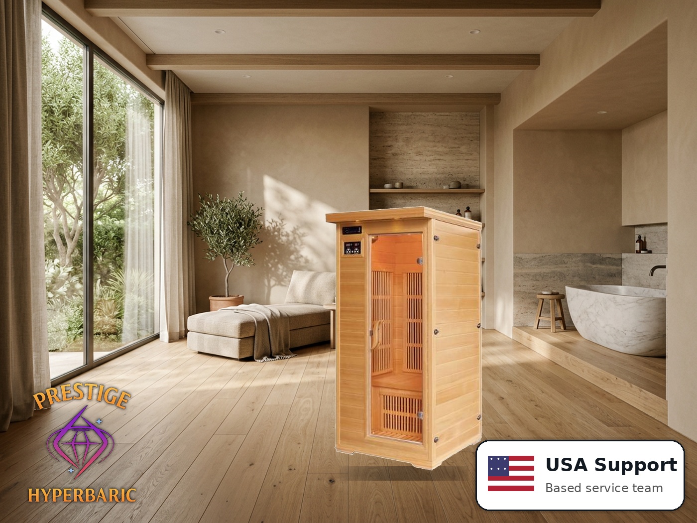 Prestige Wellness Classic Carbon Solo Sauna lifestyle product image