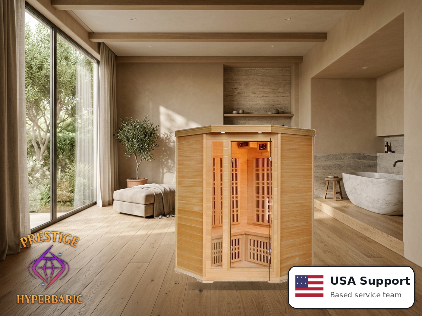 Prestige Wellness Classic Carbon Flex Duo Corner Sauna lifestyle product image