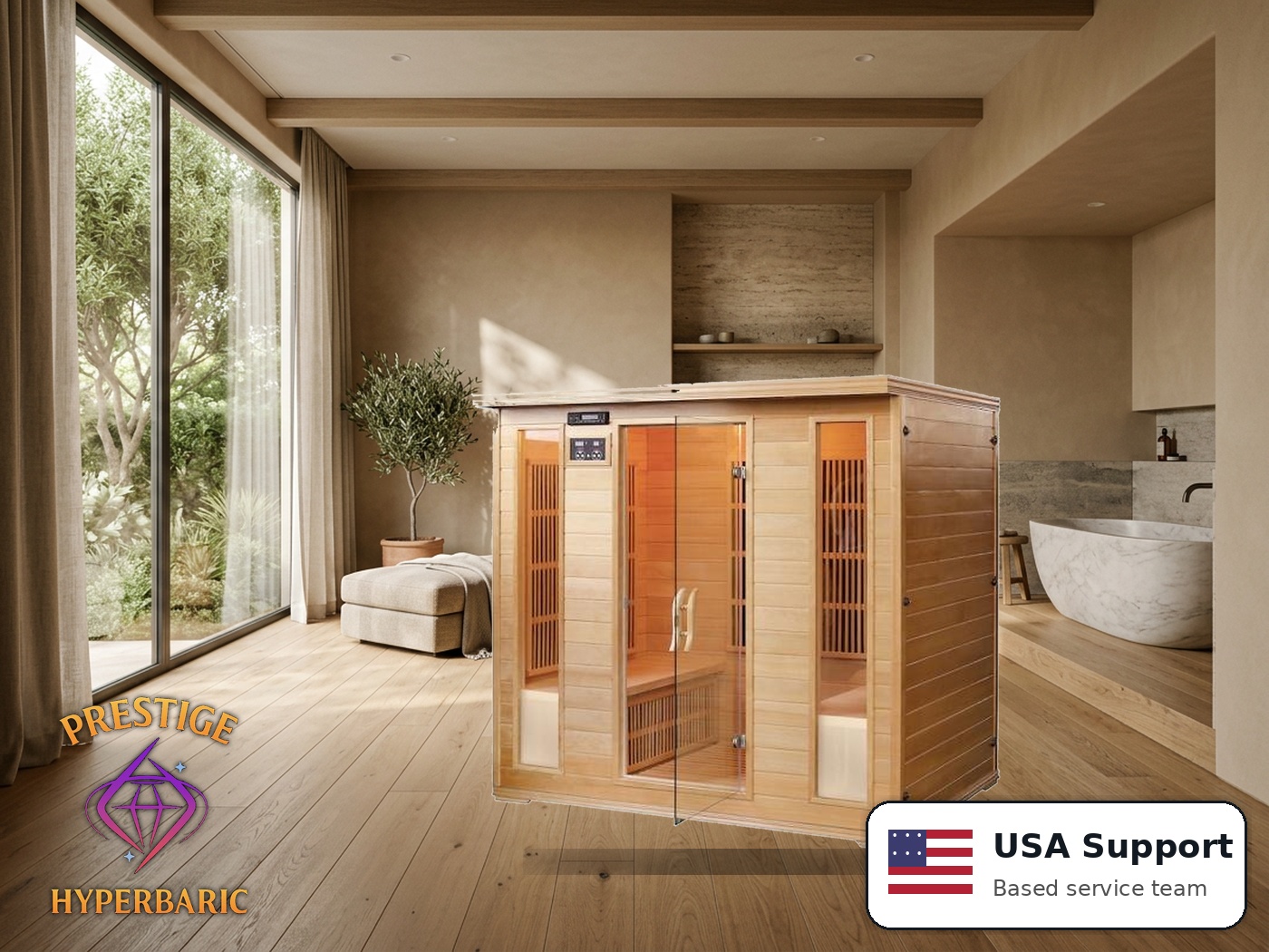 Prestige Wellness Classic Carbon Quad Sauna lifestyle product image