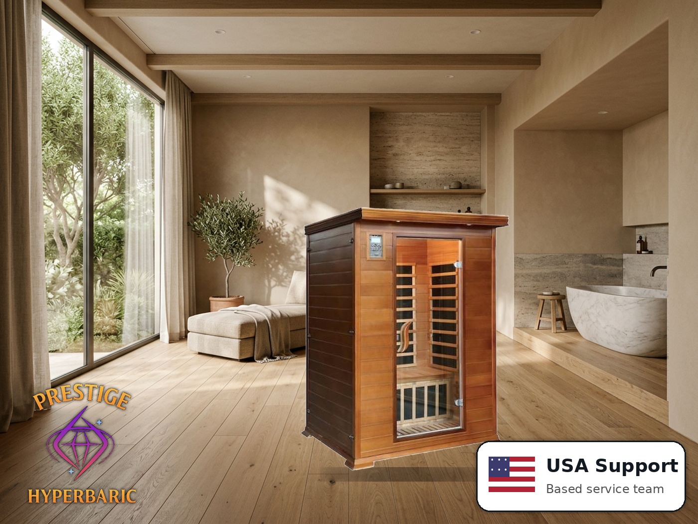 Prestige Wellness Cedar Carbon Duo Sauna lifestyle product image