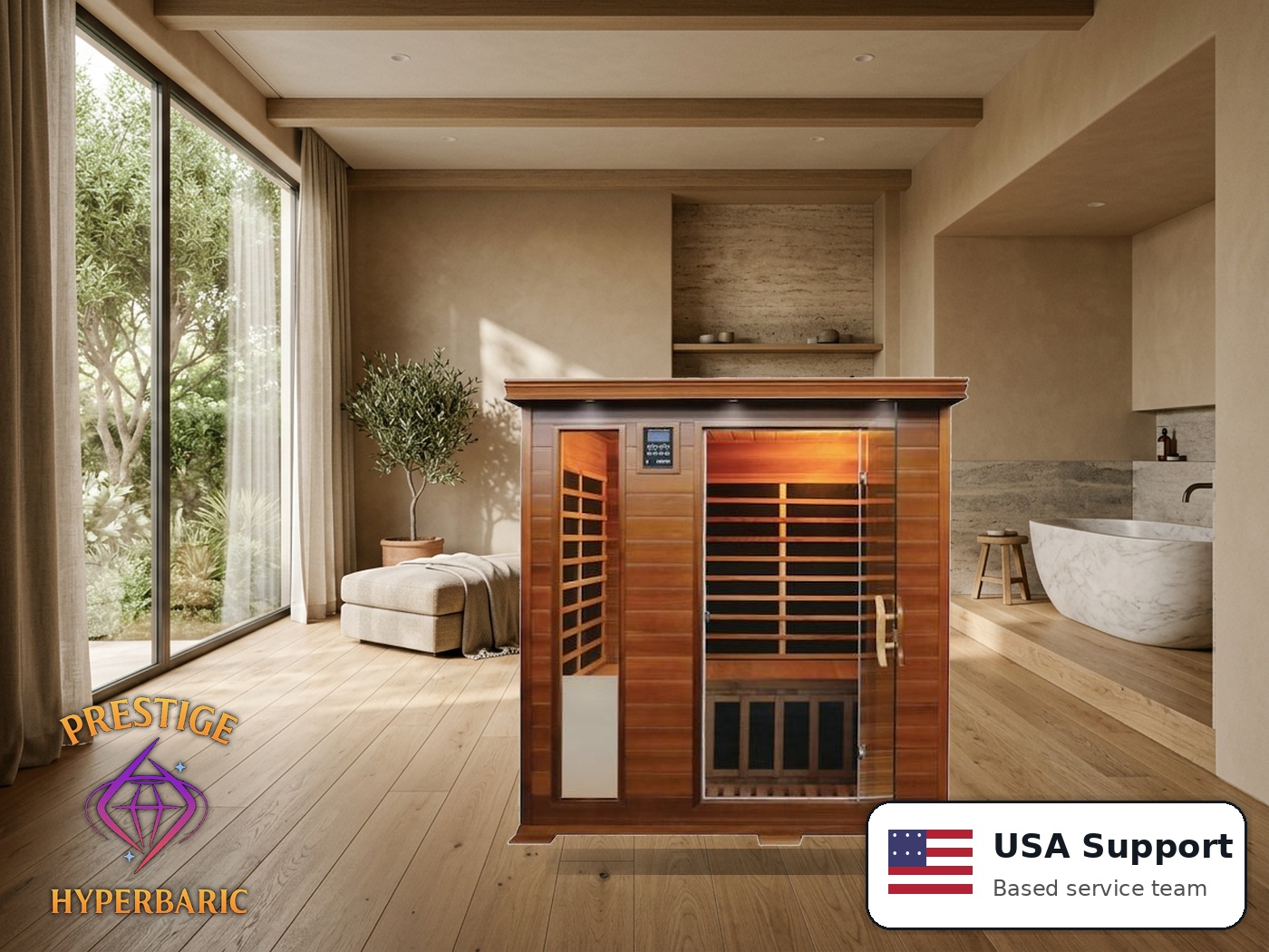 Prestige Wellness Cedar Carbon Trio Sauna lifestyle product image