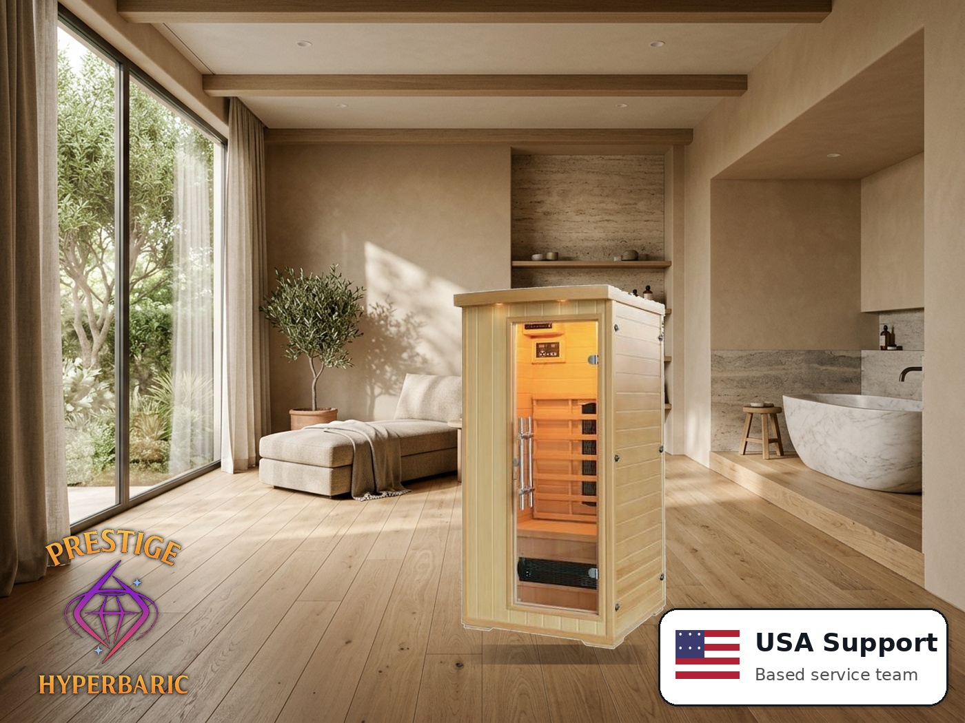 Prestige Wellness Ceramic Ease Solo Sauna lifestyle product image