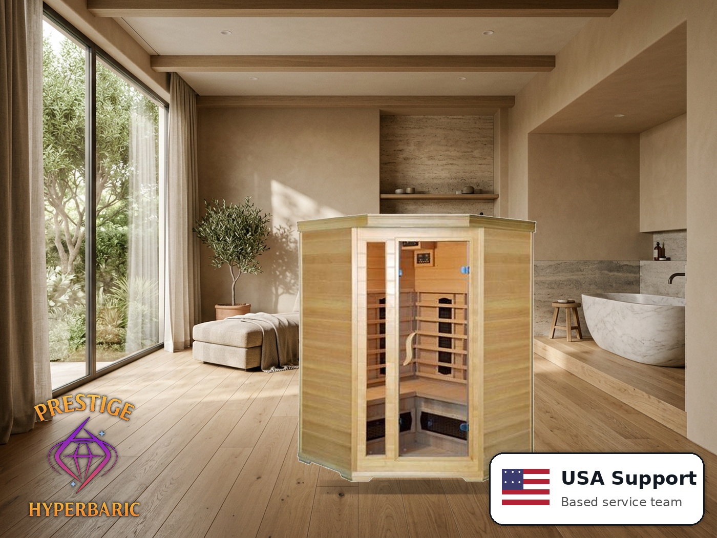 Prestige Wellness Ceramic Ease Flex Duo Corner Sauna lifestyle product image