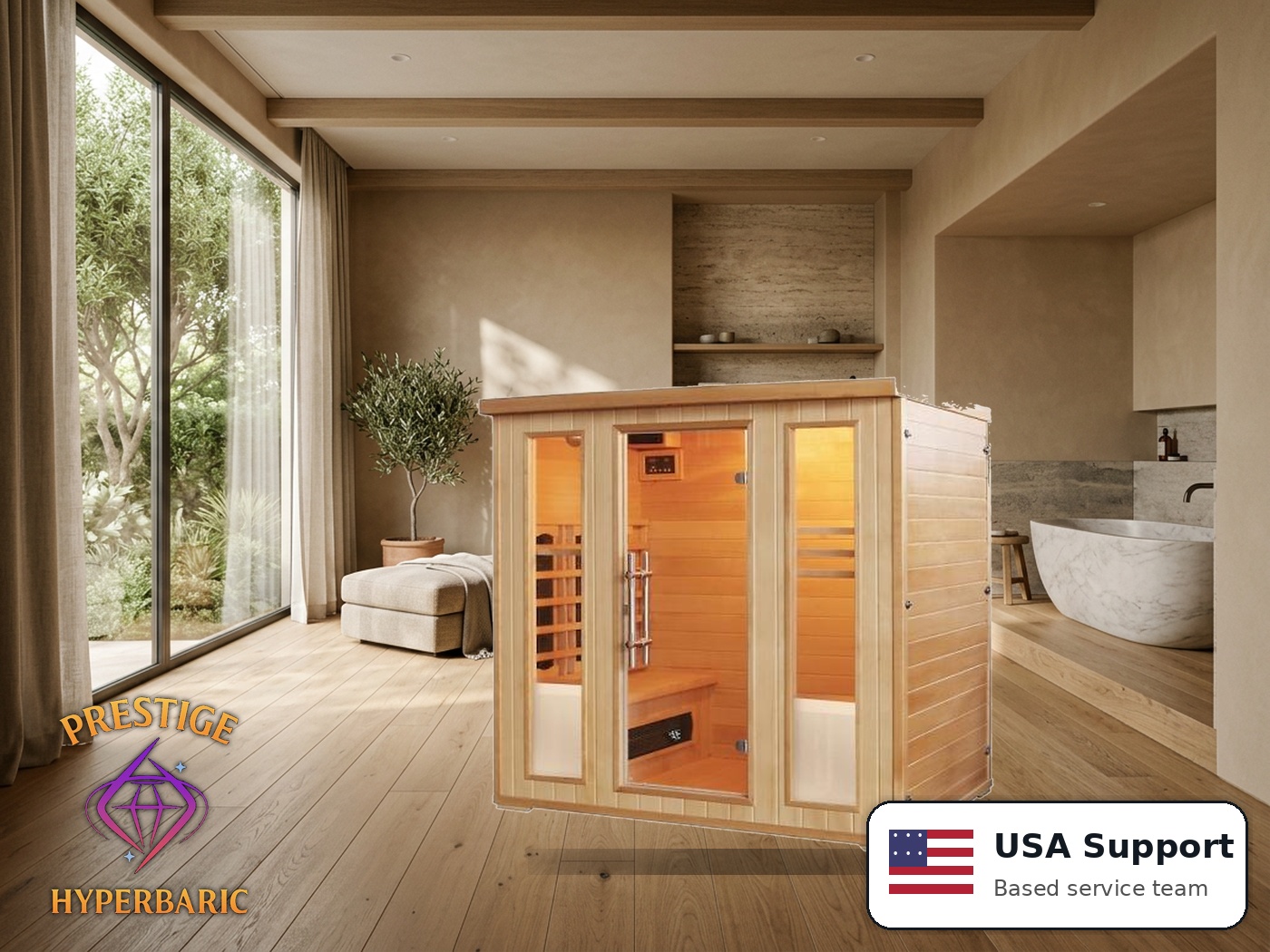 Prestige Wellness Ceramic Ease Quad Sauna lifestyle product image