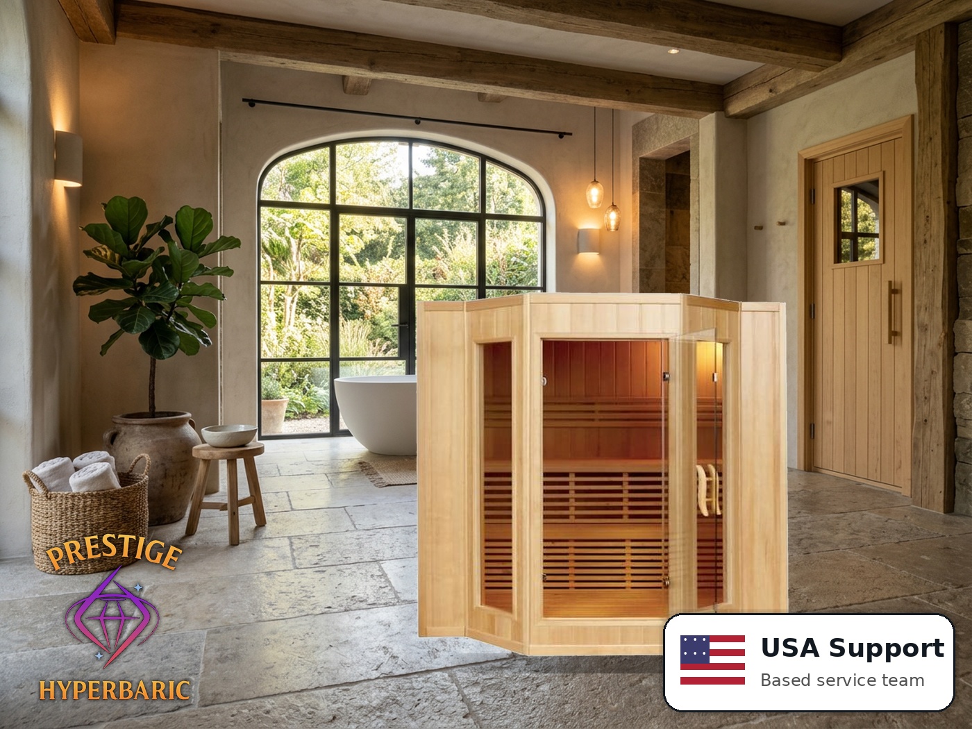 Prestige Wellness Classic Steam Grand Family Sauna lifestyle product image