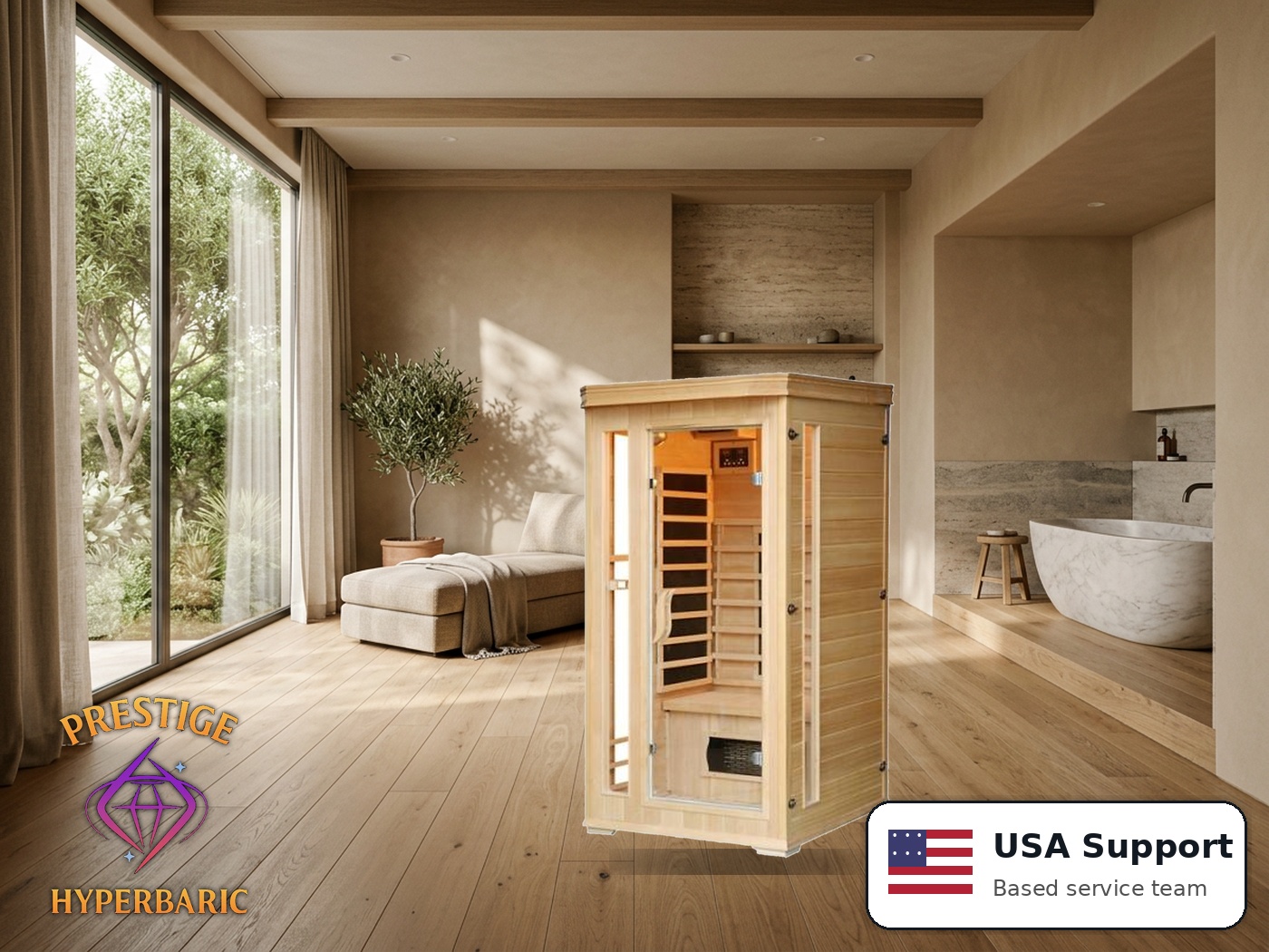 Prestige Wellness Hybrid Heat Solo Sauna lifestyle product image