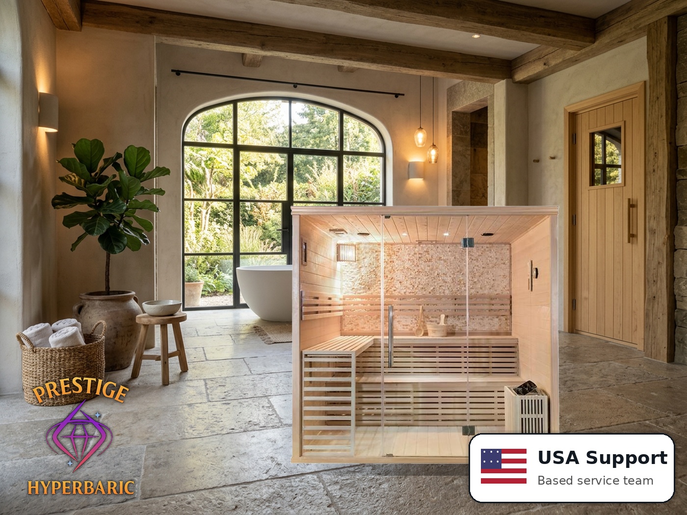 Prestige Wellness Mosaic Steam Quad A Sauna lifestyle product image