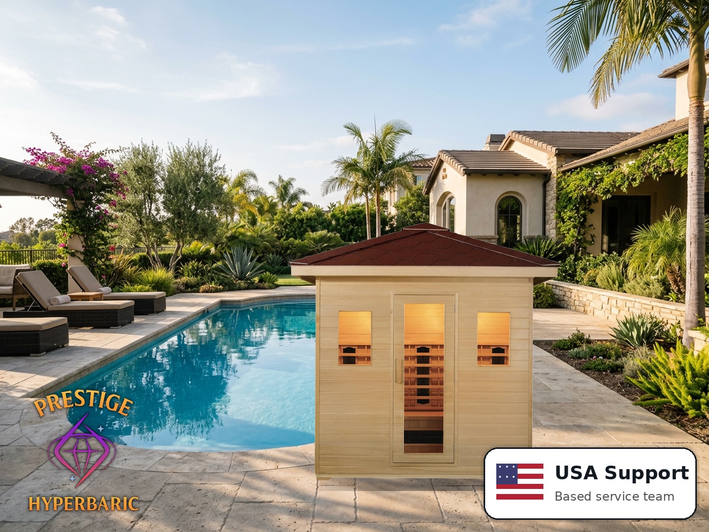 Prestige Wellness Outdoor Ceramic Trio WeatherGuard Sauna lifestyle product image