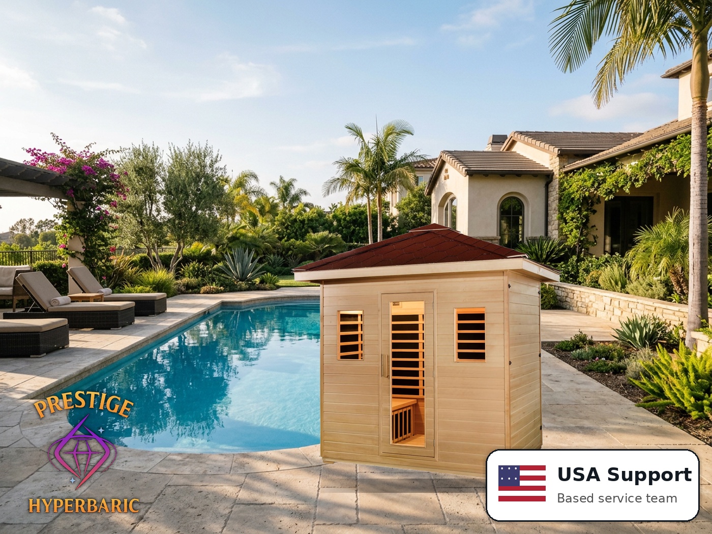 Prestige Wellness Outdoor Carbon Trio WeatherGuard Sauna lifestyle product image