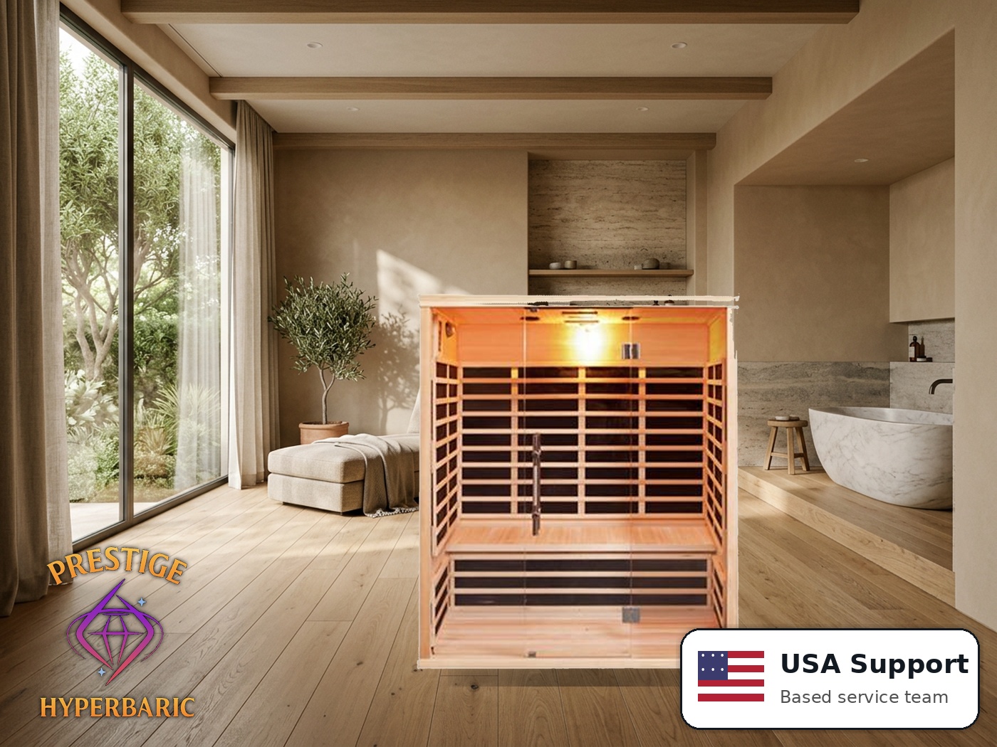 Prestige Wellness Panorama Glass Trio Sauna lifestyle product image