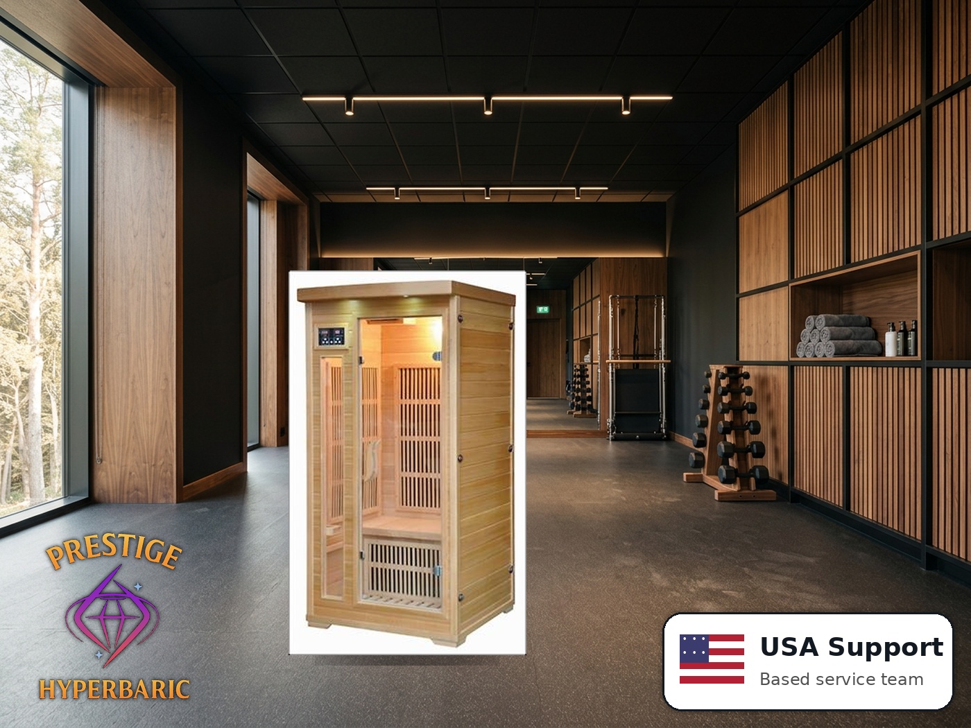 Prestige Wellness Signature Carbon Solo Sauna lifestyle product image