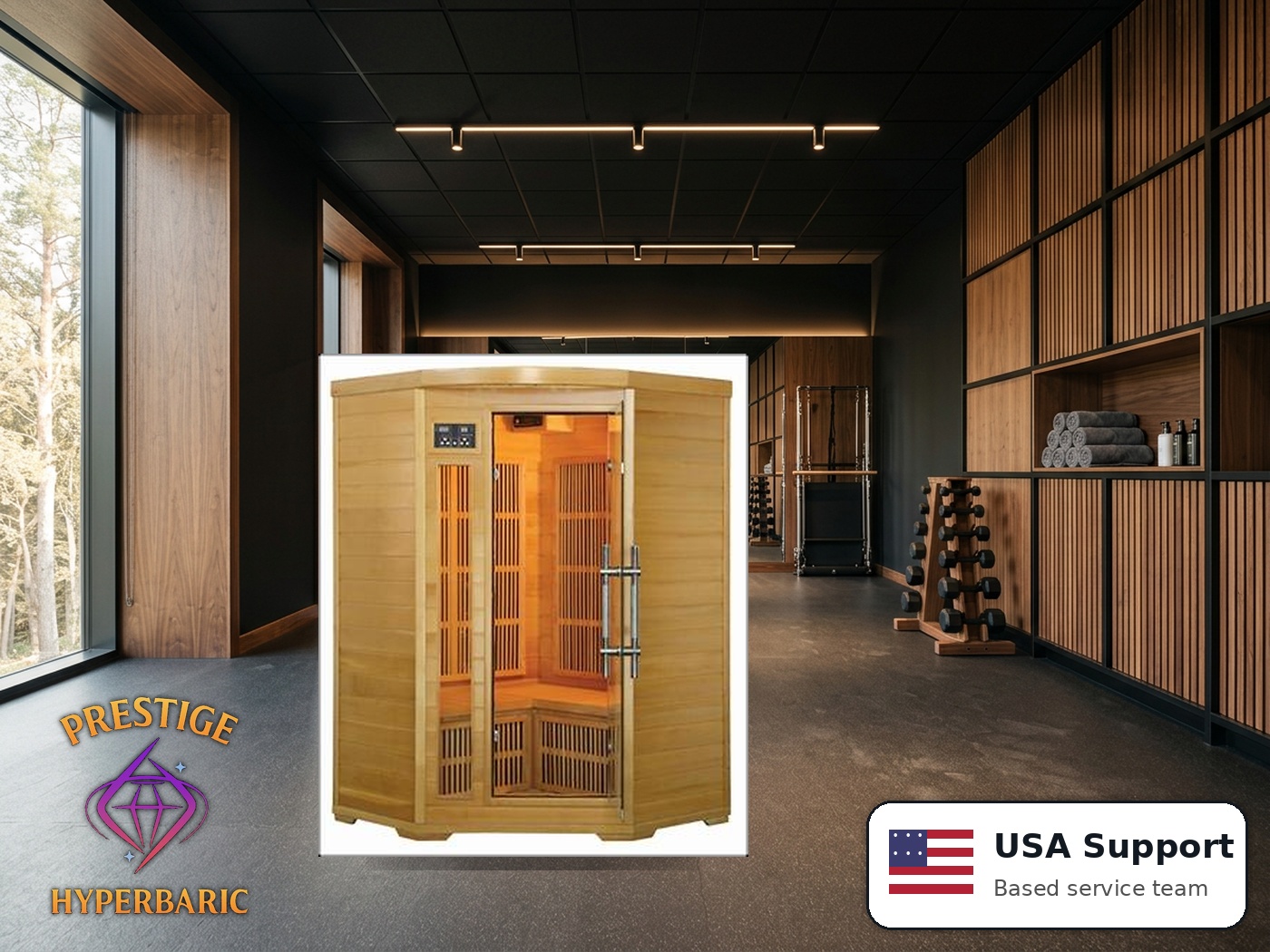 Prestige Wellness Signature Carbon Flex Duo Corner Sauna lifestyle product image