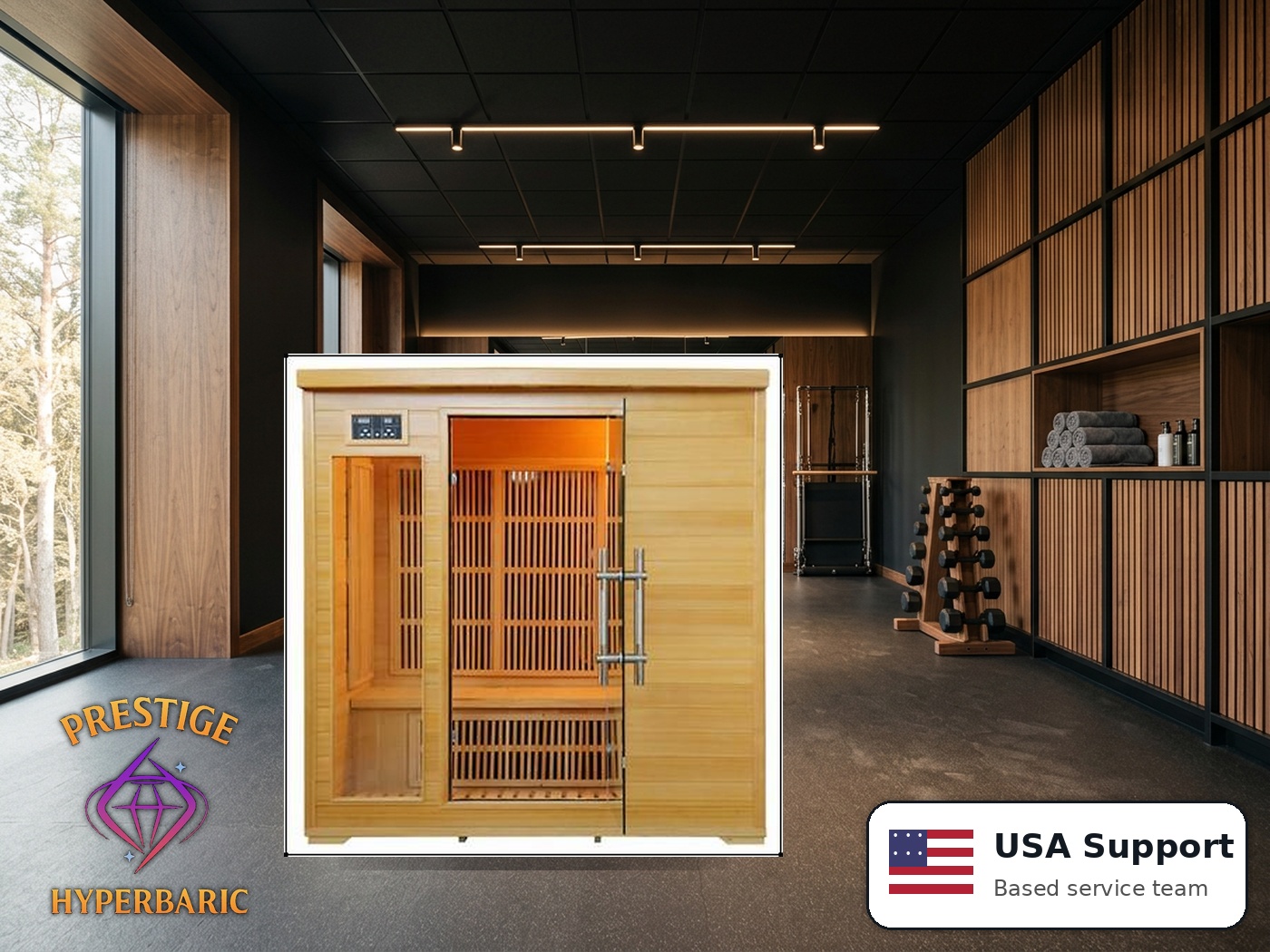 Prestige Wellness Signature Carbon Quad Sauna lifestyle product image