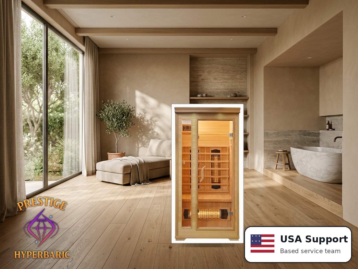 Prestige Wellness Spectrum Light Solo Sauna lifestyle product image