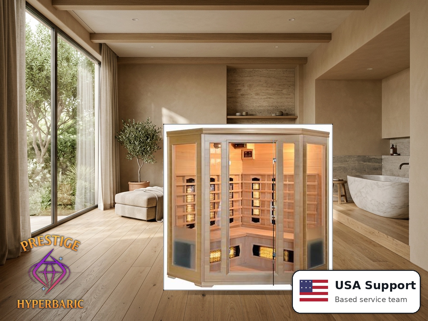 Prestige Wellness Spectrum Light Grand Trio Corner Sauna lifestyle product image