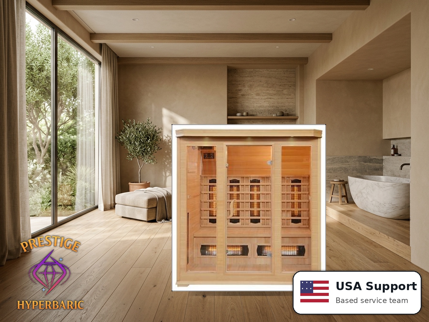 Prestige Wellness Spectrum Light Quad Sauna lifestyle product image